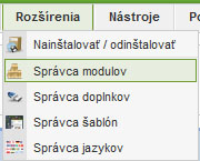 Chybajuce menu v joomla - Správca modulov
