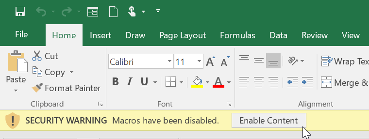 The macros in this project are disabled что делать excel